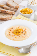 delicious corn soup, vertical, closeup