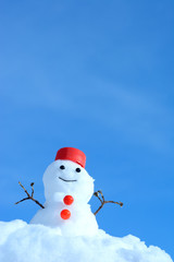 雪だるま　青空背景

