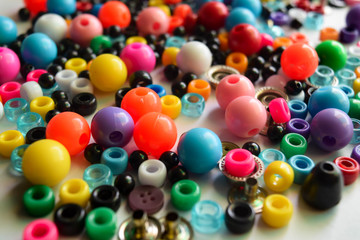 many bead many color on white background
