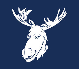 Vector illustration of big horn forest deer silhouette