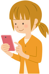 スマートフォン　女性　操作