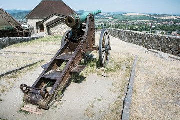 Rusty historic cannon in Trencin castle, Slovakia