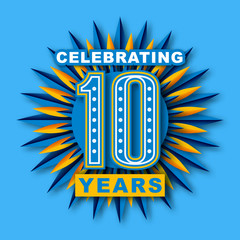 10th anniversary. Celebration ten years, number 10 vector, 10 birthday symbol vector illustration