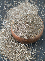 chia seeds onw ooden surface