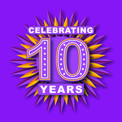 10th anniversary. Celebration ten years, number 10 vector, 10 birthday symbol vector illustration