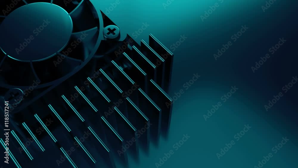 Poster 3d render of abstract technology circuit piece, fragment of computer cooler with michoschemes and co
