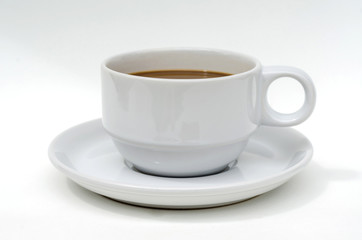 coffee in white cup on white background