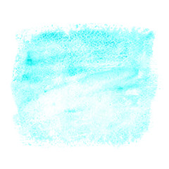 Light sky blue watercolor stain painted on white isolated background