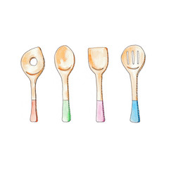Cooking tools painting by watercolor illustration; food accessory design concept