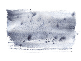 Charcoal grey watercolor stain painted on white isolated background