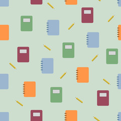 notebooks and pencils background. seamless pattern