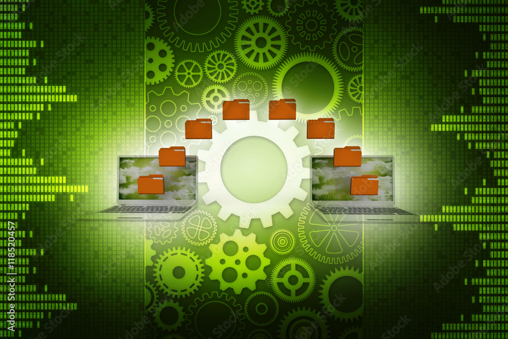 Poster computer network,3d rendering