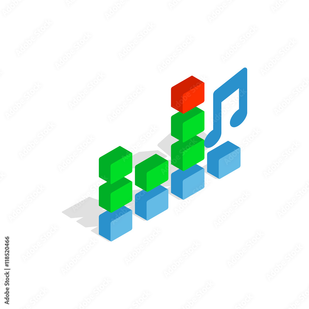 Poster equalizer scale icon in isometric 3d style on a white background
