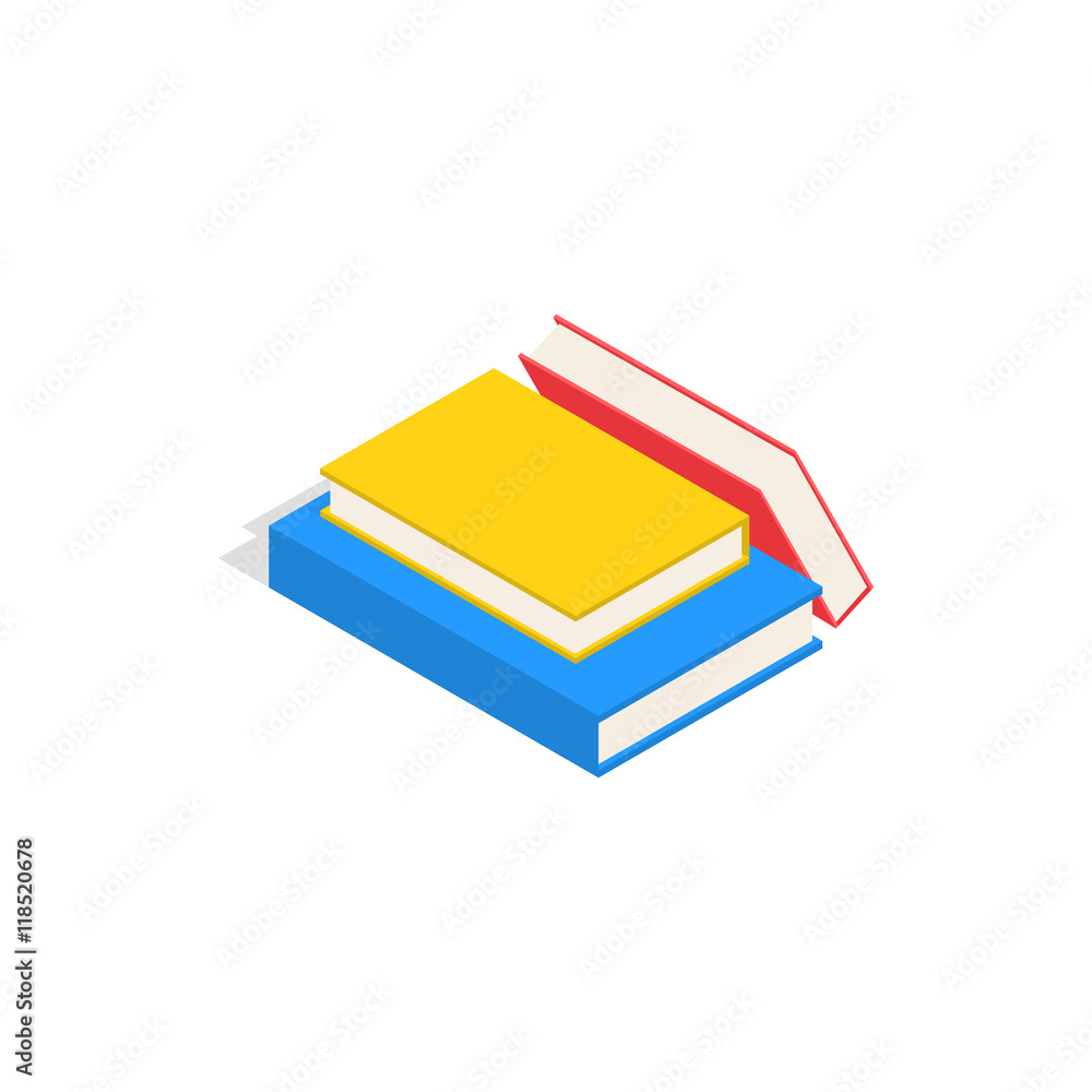 Aufkleber stack of books icon in isometric 3d style on a white background