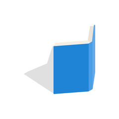 Blue open book cover icon in isometric 3d style on a white background