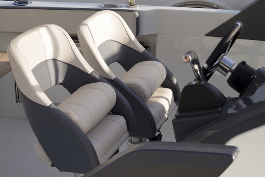 Fototapeta Seat and steering wheel yacht