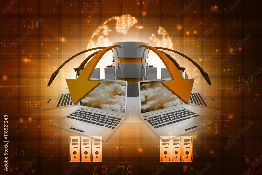 Poster computer network,3d rendering