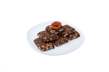 sweet raw cake served on plate