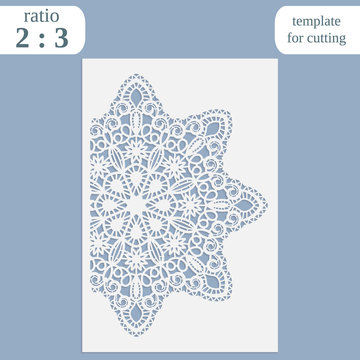 Paper openwork greeting card, template for cutting, lace invitation,  lasercut metal panel, wood carving,  vector illustration