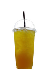 Iced Chrysanthemum tea or flower tea in plastic cup with cold wa