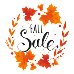 Fall 2016 sale. Seasonal sale banner design with fall leaves