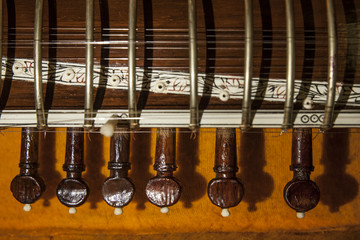 Instrument case with Sitar, a string traditional Indian musical