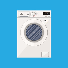 Modern white washing machine in flat style