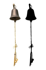 Retro bell hanging on white wall