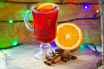 Mulled wine with cinnamon and star anise