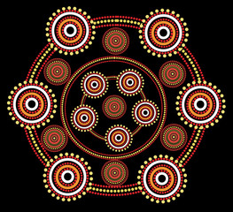 Illustration based on aboriginal style of dot painting.