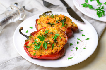 Couscous Stuffed Peppers on a Plate