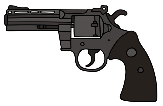 Hand drawing of a big revolver