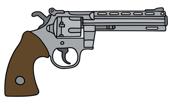 Hand drawing of a long big revolver