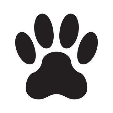 Animal footprint isolated on white background. Dog paw icon or sign. Vector illustration.