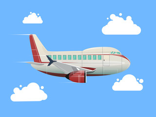 Airplane flying in the sky vector illustration