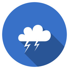 Flat design blue round web storm vector icon