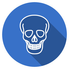 Flat design blue round web skull vector icon