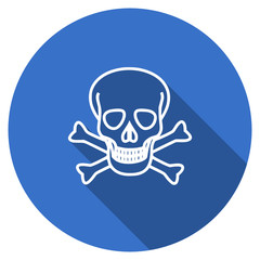 Flat design blue round web skull vector icon