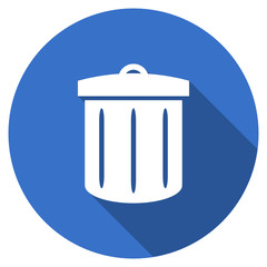 Flat design blue round web trashcan vector icon