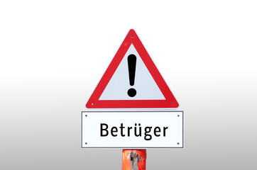Warnschild Betrüger