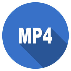 Flat design blue round web mp4 vector icon