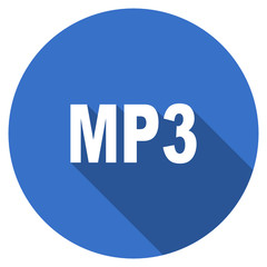 Flat design blue round web mp3 vector icon