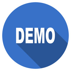 Flat design blue round web demo vector icon