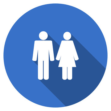 Flat Design Blue Round Web Family Vector Icon