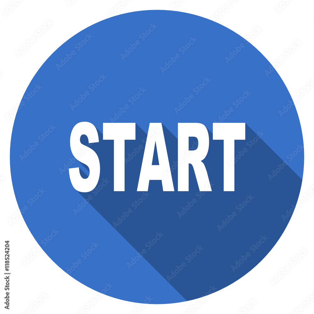 Poster flat design blue round web start vector icon