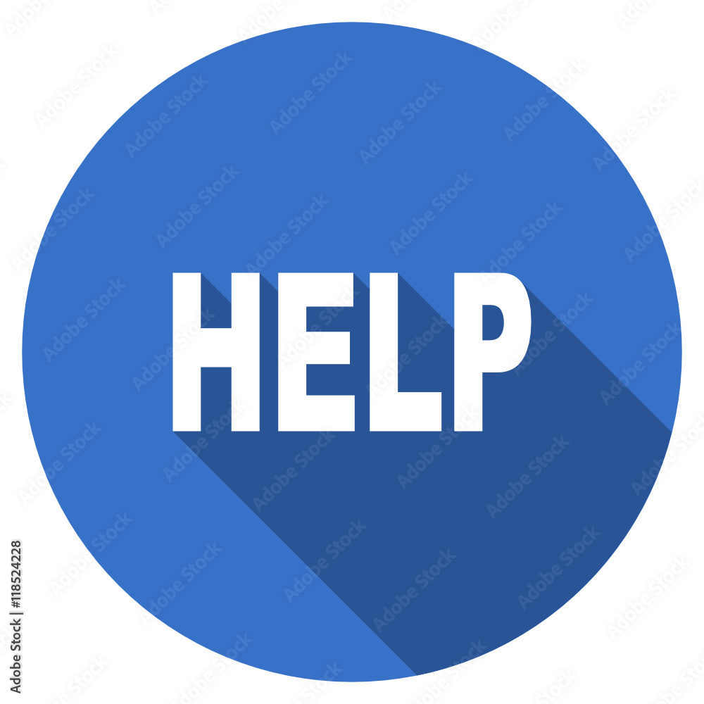 Poster flat design blue round web help vector icon