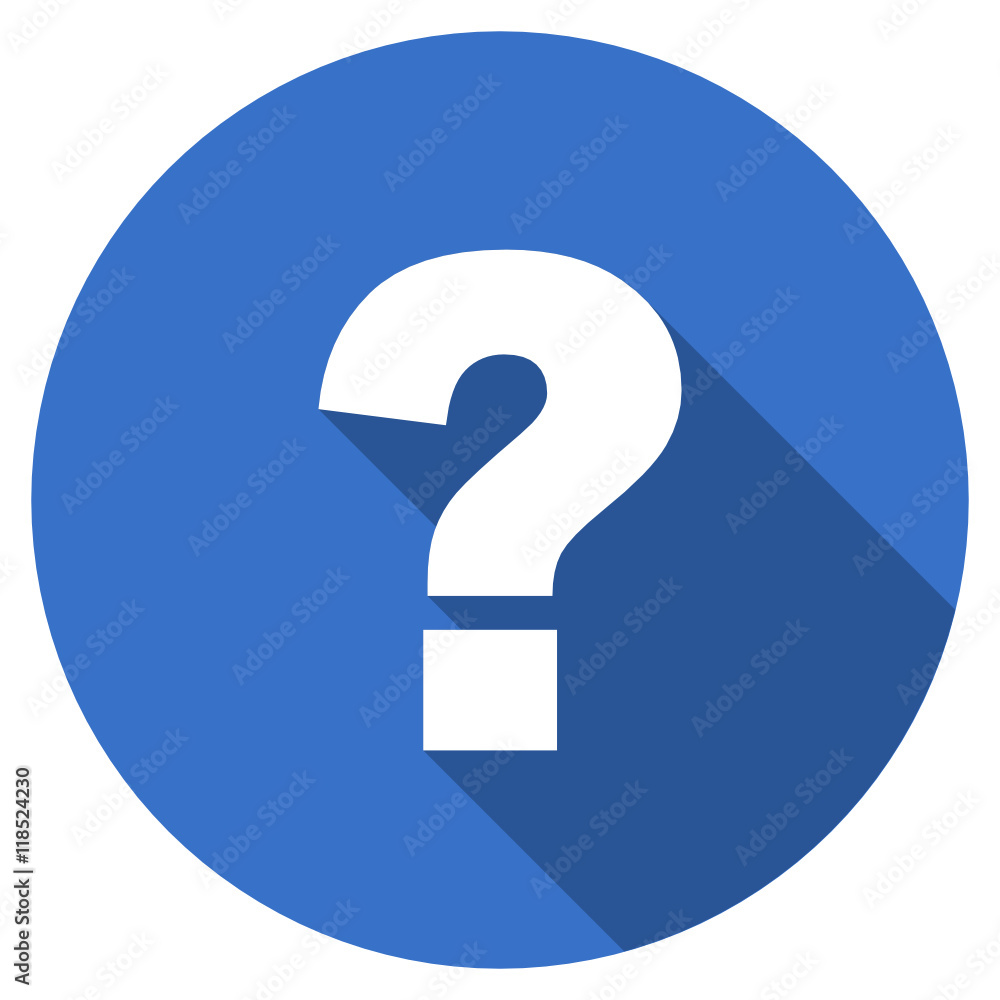 Poster Flat design blue round web question mark vector icon