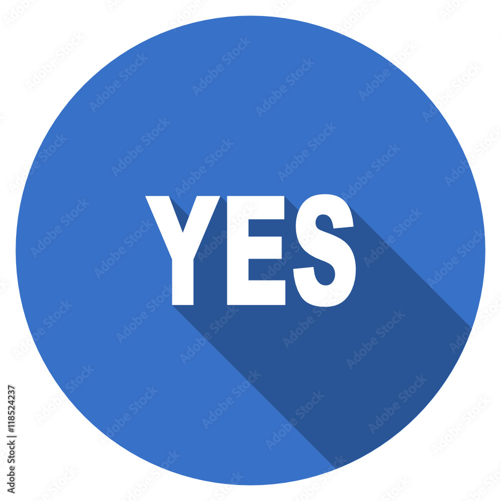 Poster flat design blue round web yes vector icon