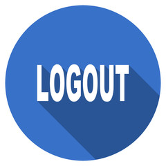 Flat design blue round web logout vector icon