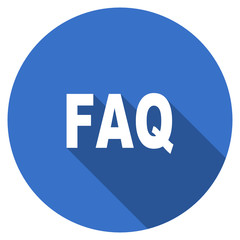 Flat design blue round web faq vector icon
